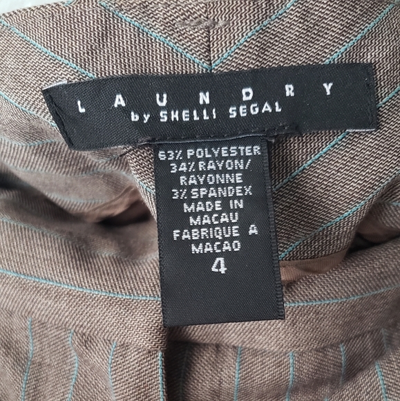Laundry by Shelli Segal slacks taupe brown with aqua pinstripes size 4 - Picture 4 of 6